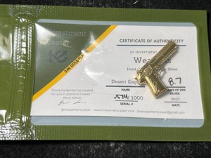 8.7 GRAMS .999 FINE SILVER PISTOL BAR GOLD PLATED