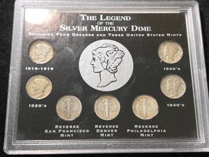 THE LEGEND OF THE SILVER MERCURY DIME 7 COIN SET