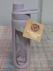 Blogilates Glass Protein Shaker Bottle With Silicone Sleeve 19 oz, Pink
