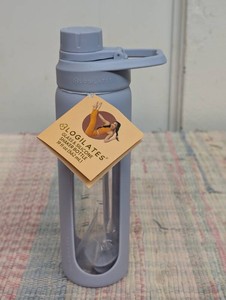 Blogilates Glass Protein Shaker Bottle With Silicone Sleeve 19 oz, Blue