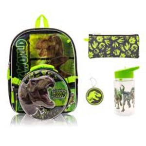 Jurassic World Rebirth 5 Pc Backpack Set Lunch Kit Bottle Pencil Pouch Keychain