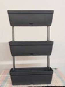 Set of 3 Tiered Window Box Planters in Black