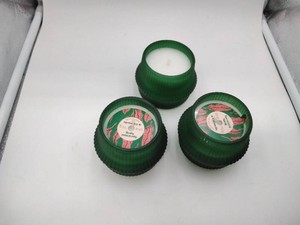 Set of 3 Spearmint Sprig & Citronella Scented Candles �� Green Ribbed Glass �� 3.9 oz Each �� New