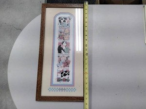 Barbara Mock I Love Country Framed Folk Art Print �� Cow, Cat & Pig �� Approx. 11x22 �� Wood Frame