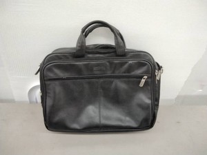Kenneth Cole Reaction Black Leather Laptop Bag  Briefcase �� Dual Handles  Shoulder Strap �� Pre-Owned
