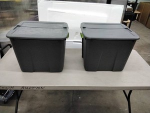 Lot of 2 Sterilite 20-Gallon Storage Totes with Latching Lids �� Flat Gray �� 80 Qt  76 L Each �� New
