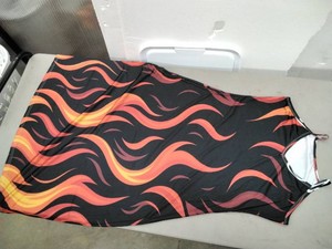 Flame Print Sleeveless Lounge Dress �� Black with OrangeRed Flames �� Size 2XL �� New in Package