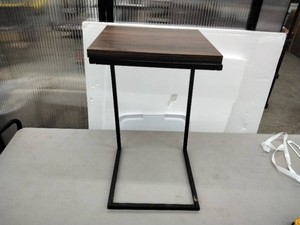 Sauder C-Shaped Side Table  Laptop Snack Table �� Walnut Woodgrain Top, Black Metal Frame