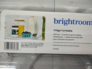 Brightroom Fridge Turntable �� Clear Rotating Refrigerator Organizer Tray with Suction Cups �� BPA Free �� New with Label