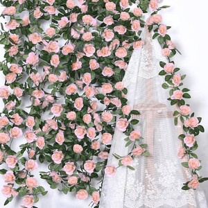 $34 Aneco 8 Pack 64 FT Pink Flower Artificial Rose Vines Roses Fake Vine Flowers Plants Party Supplies for Holiday Wedding Garden Craft Art Decoration