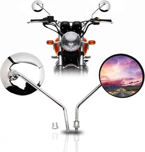 $21 DREAMIZER 10mm Motorcycle Scooter Mirror, Chrome Motorcycle Mirror for Cafe Racer Shadow Rebel 250 Nighthawk VTX1300 1800 CB500 550 600 650 750 900 1000 Cruiser