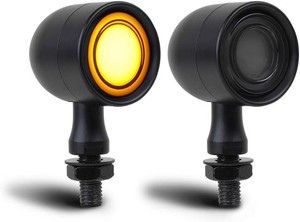 $26 DREAMIZER Universal Motorcycle Turn Signals 2pcs LED Motorcycle Blinkers Compatible with Harley Touring Sporster 883 Honda Yamaha Suzuki Kawasaki and More (Black-Amber White Lens)