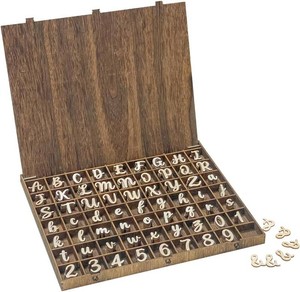 682 Pieces 1 Inch Wood Alphabet Letters Wooden Numbers Mini Capital & Lowercse Letters with Rustic Storage Box for Home Decor Spelling Education Homemade Crafts Party Gifts