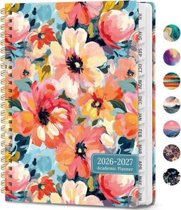 Academic Planner 2026-2027, Weekly and Monthly Calendar Book, July 2026   June 2027, Hardcover Planner with Tabs, Perfect for Teachers, Students, Women & Men, A5 (6.4 x 8.5) - Pastel Garden