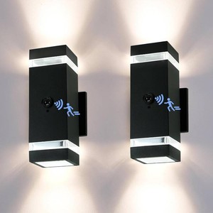 $128 iYogaled Motion Sensor Outdoor Wall Lights with 3 Lighting Modes, Dusk to Dawn Porch Light with Bulbs Include, IP65 Waterproof Modern Black Wall Sconce for Patio, Garage, Front Door