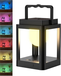 Outdoor Solar Table Lamp, 10 RGB Color Changing Lights  Portable Rechargeable Solar Lantern Waterproof, Touch Control Outdoor LED Lights Decorative for Patio Walking Reading Camping