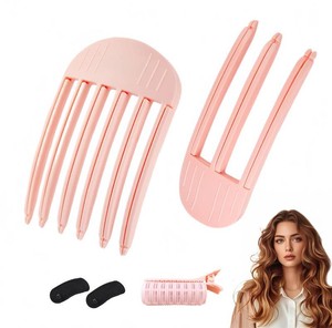 Hair Volume Clip for Women & Men (2pcs)   Volumizing Root Lift Tool for Thin Hair, Fluffy Bangs, Everyday & Special Occasion Styling   Includes 2 Invisible Inserts & 1 Curling Tool, Pink