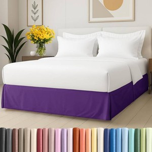 Pleated Bed Skirt Twin Size - 3 Sided Pleated Bed Skirt Twin - Ultra-Soft, Easy Fit with 15 Inch Tailored Drop - Hotel Quality, Wrinkle Free & Fade Resistant - for Women, Men, Kids and Teens - Purple