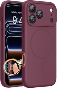 $21 Miracase Magnetic for iPhone 17 Pro Case, Compatible with MagSafe, Integrated Silicone Camera Control Cover, 3.0mm Thicken Shockproof Drop Protection Phone Case for 17 Pro,Wine Red