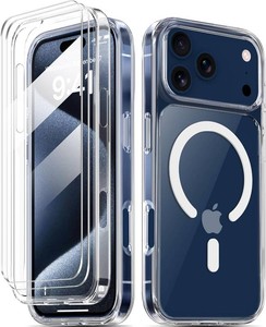 COOLQO Magnetic for iPhone 17 Pro Case, Dual-Layer Phone Cover, Clear  Compatible with MagSafe, Military Grade Drop Protection, Shockproof Protective Transparent Bumper with Screen Protectors