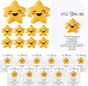 XunYee 30 Sets Pocket Hug Token Back to School Teacher Appreciation Gifts Mini Star Positive Figurines Pocket Hug Card Emotional Small Support Gift for Teacher First Day School Staff Employee Coworker