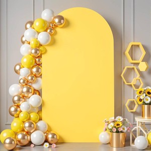 $22 7.2 ft Arch Backdrop Cover Yellow - Double-Sided Spandex Arch Covers Stretchy Backdrop for Balloon Arches Birthday Party Baby Shower Banquet Wedding Photo Background