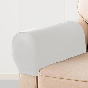 Set of 2 PU Leather Sofa Armrest Cover Anti-Slip Waterproof Furniture Armrest Protector Armchair Slipcovers for Recliner Sofa Chairs(White)