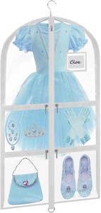 Garment Bags for Dance Costumes - 40 Inch Clear PVC with 5 Zipper Pockets (White) - Kids Dance Garment Bag for Dancers, Hanging Clothes Storage, Competitions & Travel