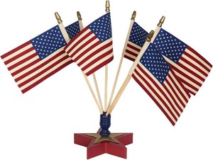 MEETYAMOR 4th of July Decorations, American Flag with Pentagram Bracket Wood Block, 250th Anniversary Patriotic Independence Day Decor for the Home, Fourth of July Memorial Day Decor for Mantel, Table