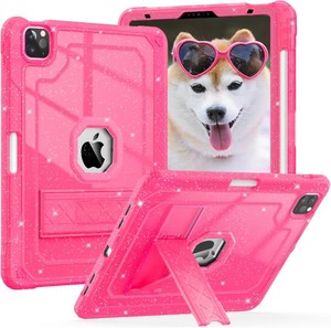 $22 ZoneFoker for iPad Pro 12.9 Case 6th5th4th3rd Generation 2022202120202018, 12.9 Inch iPad Pro Case Cover with Pencil Holder, Hot Pink Glitter