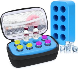 $28 YOUSHARES Insulin Vial Cooler Travel Case - 8 Slots Freezable Ice Brick Organizer for Peptide Vials, GLP-1 Fridge Holder Diabetic Small Bottle Refrigerator for 10ml U-100 Vials
