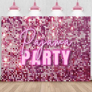 Sensfun Pajama Party Backdrop Pink Sequins Girls Night Sleepover Decorations Slumber Birthday Bachelorette Party Banner Shining Flash Shimmer Wall Photo Backdrops Spa Make Up Party Supplies 7x5ft