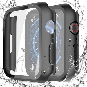 Misxi 2-Pack Waterproof Case for 45mm Apple Watch Series 987  Cover with 9H Tempered Glass Screen Protector for 987, Anti-Scratch, Matte Black