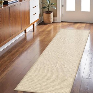 $51 LEKEEPGO Long Door Mat 24x59, Non Slip Door Mat Indoor Entrance, Rubber Backing Front Indoor Doormat Washable Absorbent Low-Profile Entryway Entry Resist Dirt Inside Hallway Door Mats, Khaki