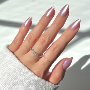 Glamnetic Velvet Pink Press On Nails - Short Almond Fake Nails  30 Pc Kit  Mermaid press on nails for women. Sea-enchanted velvet glue-on set. Waterproof, chip-resistant, up to 2 weeks wear