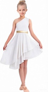 $28 ORIDOOR Oblique Shoulder Praise Dance Costume for Girls, Metal Irregular Worship Ceremony Lyrical Dance