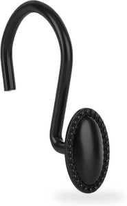 Black Shower Curtain Hooks,12Pcs Heavy Duty Rustproof Zinc  Rust Proof, Heavy Duty, Modern Decorative, Smooth Gliding, Easy to Install, For Shower Curtain and Liner