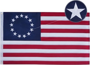 $26 Bradford Betsy Ross Flag 4x6 ft Outdoor Embroidered 13 Star American Flags Heavy Duty, Double Sided Colonial Flag 13 Stars for 4th of July Memorial Day Use Long Lasting