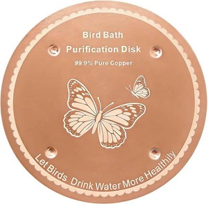1 Pack Bird Bath Purification Copper Disk for Outside, 99.99% Pure Copper Disc for Bird Bath, Physical Safe Water Cleaner for Outdoor Birdbaths Bowls, All-Season Use (Butterfly)