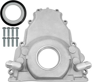 $68 551589 Aluminum Front Timing Cover  with with Gasket Compatible with LS Gen 3 Turbo Oil Drain Return 4.8L 5.3L 5.7L 6.0L 10AN 551589 ( missing hardware)