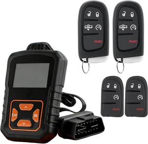 $100 DIY Remote Key Fob Replacement for 2013-2017 RAM 1500 2500 3500 Truck  GQ4-54T Proximity Smart Key with OBD Kit, Easy to install, Replace or Spare, Interchangeable 4&5 Button Pad, 46chip 433mhz