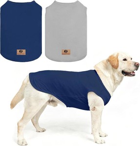$21 Boy Dog Clothes for Large Dogs, 2 Pack Cotton Summer Dog UV & Insect Protection T Shirts for Outdoor Hiking Camping, Anti-Hair Loss & Lightweight Pet Vest Tank Tops Apparel, Blue&Grey, XXXL