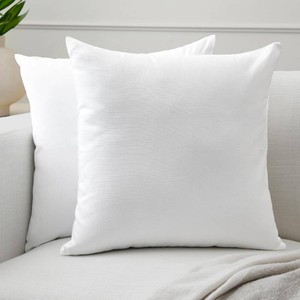 Encasa XO Throw Pillow Covers, Cotton, No Inserts 18x18 White  Durable Cotton Canvas  Concealed Invisible Zipper  Ideal for DIY & Embroidery  Living Room & Couch  Set of 2