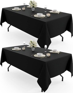 Pureegg Polyester Tablecloth 60 x 102 Reusable Washable 2 Pack Black  Durable, Rectangle, for Outdoor Party, Picnic, Wedding, Banquet, Birthday
