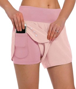 $23 Ksmien Womens 2 in 1 Running Shorts with Liner Phone Pockets  Lightweight Athletic Shorts with Breathable Double Layer Design, Quick Dry Stretch Fabric for Running, Workout, Gym, Yoga. Size XL