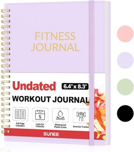 Fitness Journal Workout Planner for Women & Men, A5 (6.4 x 8.3) Workout Journal Log Book Planner Gift for Track Gym Essentials, Home Workouts, Track Progress, Achieve Wellness Goals, Purple
