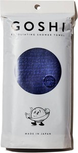 GOSHI Exfoliating Shower Towel - Long Body Scrubber, Blue  For back acne, KP & smooth skin, durable quick dry nylon washcloth, ethically crafted in Gunma, Japan