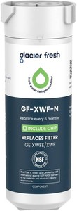 $30 GLACIER FRESH XWFE (Built-in CHIP) Refrigerator Water Filter Pack of 1  Replacement for GE XWFE, XWF Refrigerator Water Filter NSFANSI 42 Certification
