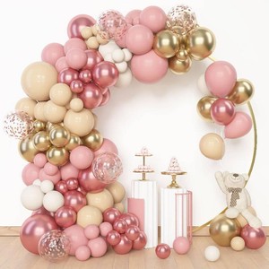 Amandir 153Pcs Boho Blush Balloon Arch Garland Kit, Different Sizes  18 12 10 5inch Nude Cream Peach Dusty Rose Pink Gold Confetti Balloon for Baby Shower Birthday Party Wedding Decorations