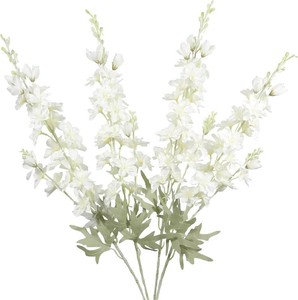 4Pcs White Delphinium Artificial Flowers 33.5 Silk Flowers Bulk Larkspur Artificial Flower Long Stem Fake Delphinium Plant Flower for Tall Vase Floral Arrangement Centerpiece Bouquet Home Decor